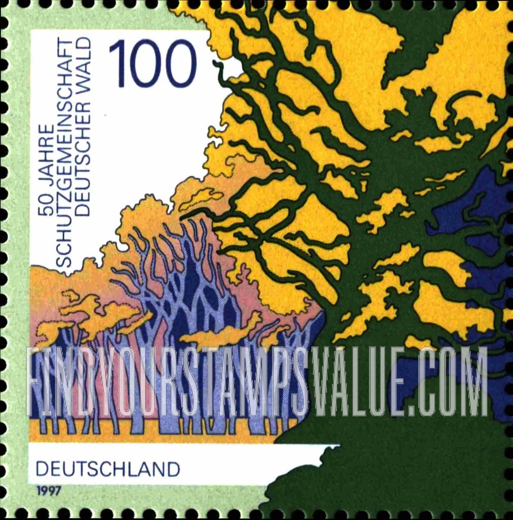 FindYourStampsValue: Society for Protection of German Forests, 50th Anniversary