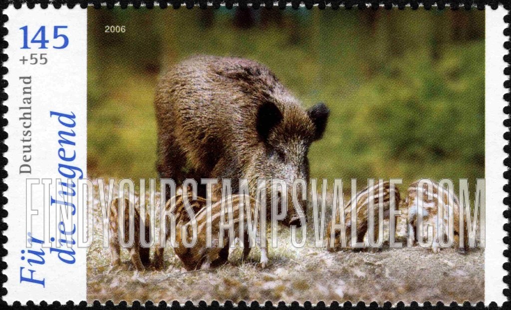 FindYourStampsValue: SEMI-POSTAL - Mammals: Wild pig and piglets