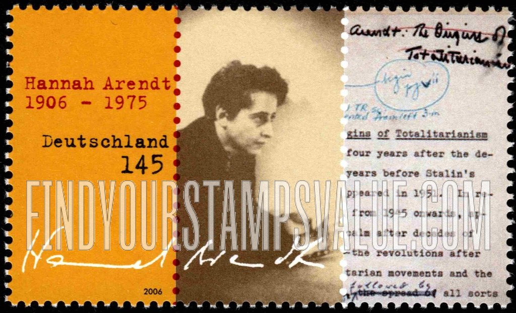 FindYourStampsValue: Hannah Arendt (1906-75), Political Scientist