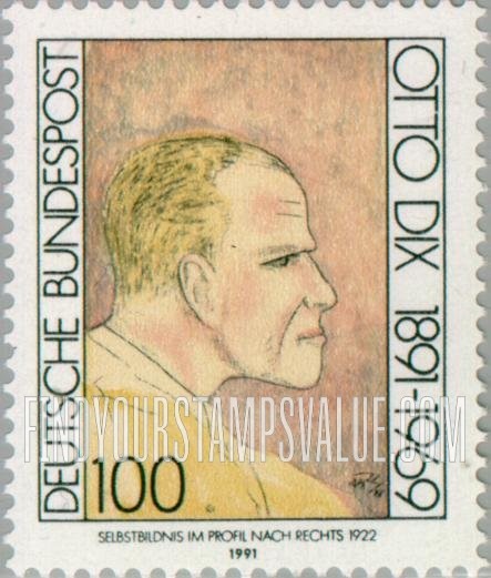 FindYourStampsValue: Otto Dix (1891-1969), Painter: Self-portrait