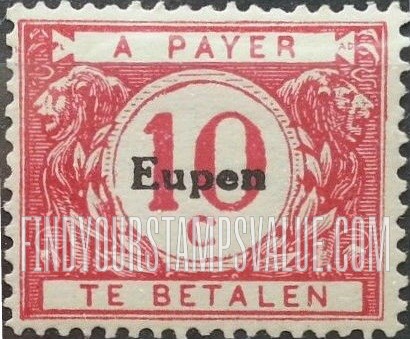 FindYourStampsValue: OCCUPATION POSTAGE DUE - Belgian Postage Due Stamps of 1919-20, Overprinted