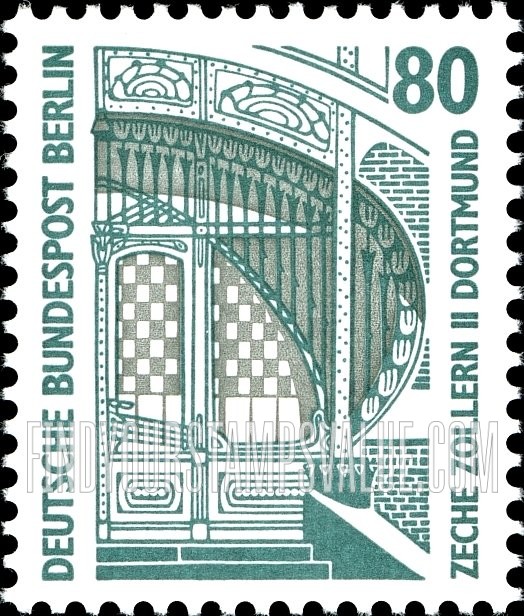 FindYourStampsValue: BERLIN - Historic Sites and Objects Type of Germany: Entrance to Zollern II, coal mine, Dortmund