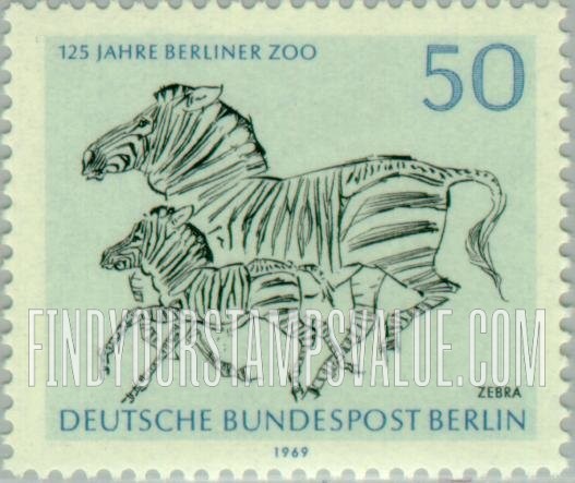 FindYourStampsValue: BERLIN - Berlin Zoo Animals: Zebra and foal