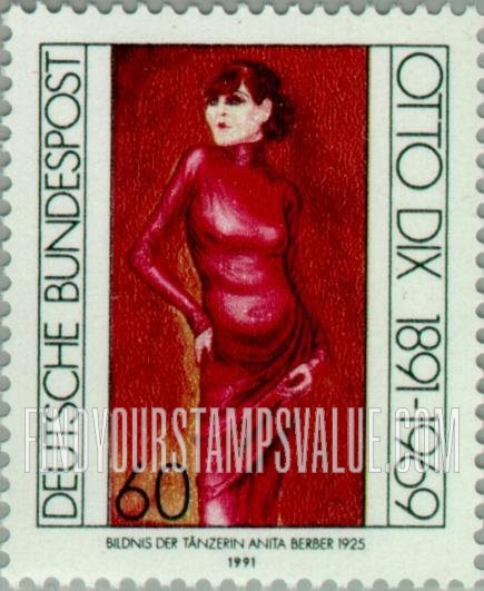FindYourStampsValue: Otto Dix (1891-1969), Painter: Portrait of the Dancer Anita Berber