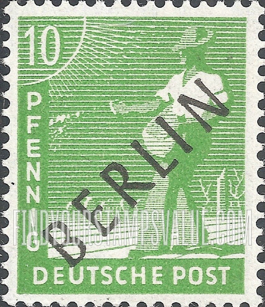 FindYourStampsValue: BERLIN - Sower: Overprinted Diagonally in Black