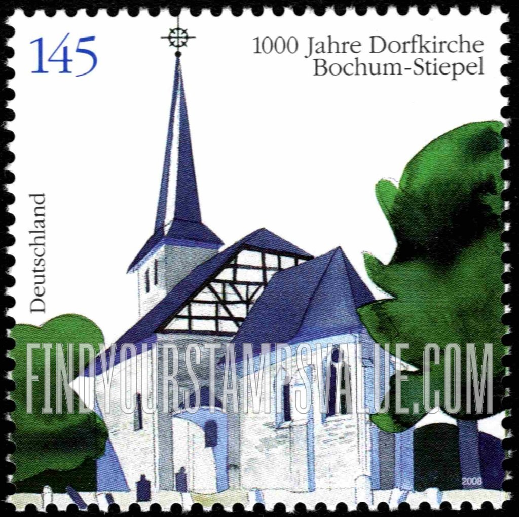 FindYourStampsValue: Village Church, Bochum-Stiepel, 1000th Anniversary