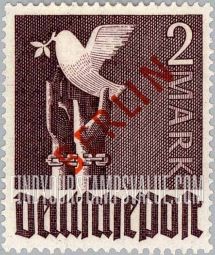 FindYourStampsValue: BERLIN - Germany Reaching for Peace: With “b” Overprint in Red