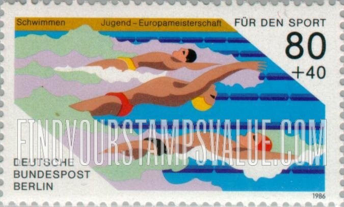 FindYourStampsValue: OCCUPATION SEMI-POSTAL - European Sports Championships Type of 1986: Swimming