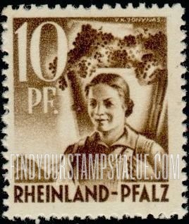 FindYourStampsValue: RHINE PALATINATE - Girl Carrying Grapes