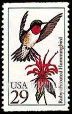 FindYourStampsValue: HUMMINGBIRDS - Ruby-throated, booklet stamp
