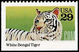 FindYourStampsValue: WILD ANIMALS - White Bengal Tiger, Booklet Stamp