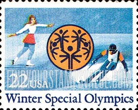 FindYourStampsValue: WINTER SPECIAL OLYMPICS - Ice Skater, Emblem, Skier