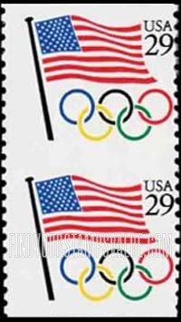 FindYourStampsValue: FLAG AND OLYMPIC RINGS, Booklet Stamps