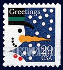 FindYourStampsValue: CHRISTMAS - Snowman, Booklet Stamp