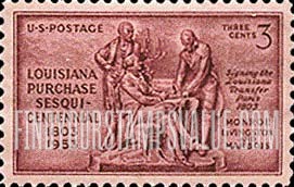 FindYourStampsValue: 150th ANNIVERSARY OF LOUISIANA PURCHASE - Monroe, Livingston and Barbe-Marbois