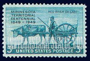 FindYourStampsValue: MINNESOTA TERRITORY CENTENARY - Pioneer and Red River Oxcart