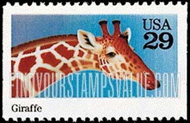 FindYourStampsValue: WILD ANIMALS - Giraffe, Booklet Stamp
