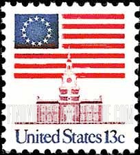 FindYourStampsValue: 13-STAR FLAG, INDEPENDENCE HALL