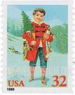 FindYourStampsValue: CHRISTMAS - Child Holding Tree, Self-Adhesive Coil Stamp