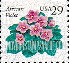 FindYourStampsValue: AFRICAN VIOLETS - Flora and Fauna, Booklet Stamp