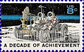 FindYourStampsValue: SPACE ACHIEVEMENT DECADE - Lunar Rover and Astronauts