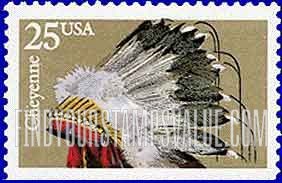 FindYourStampsValue: INDIAN HEADDRESSES - Cheyenne, Booklet Stamp