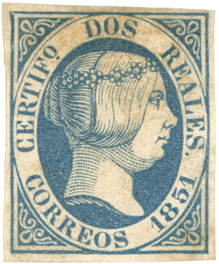 2r blauer Fehldruck des Farbstempels, 1851