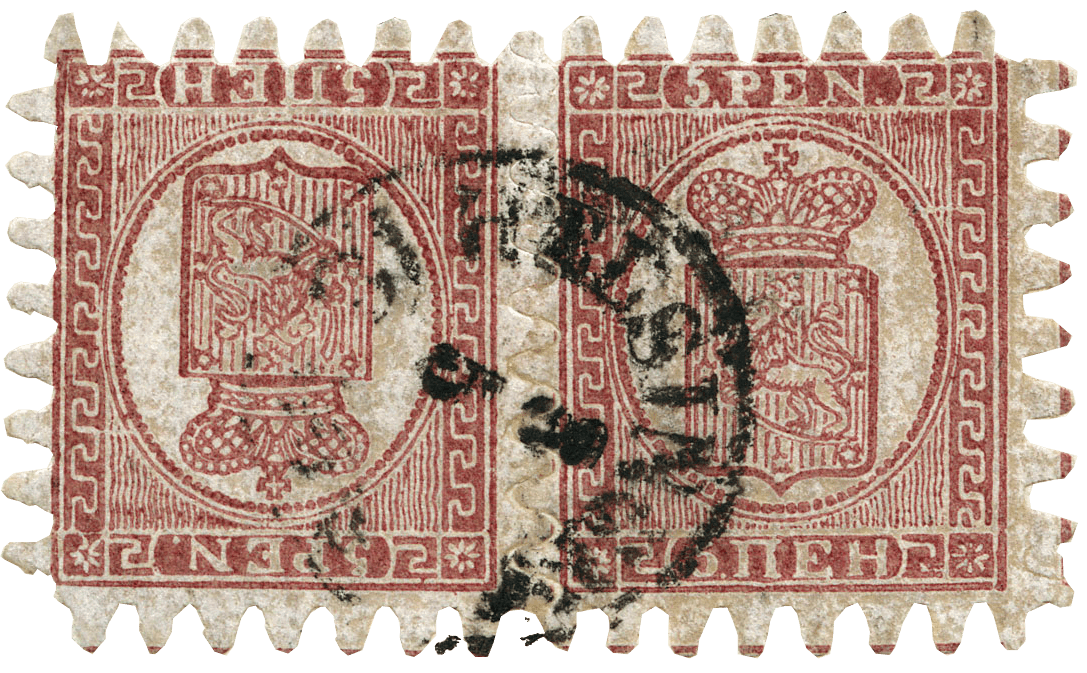 5p carmine-brown tĂȘte-bĂȘche pair, 1866