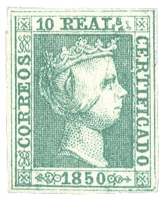 Die Königin Isabella II 10r grüne Briefmarke, 1850