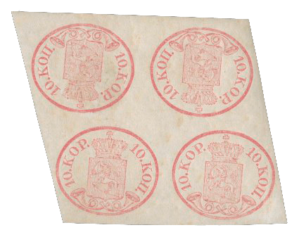 10k Rose tĂȘte-bĂȘche block of four, 1856