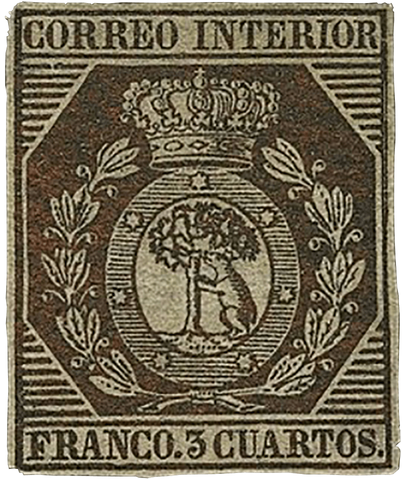 Die 3c Bronze Wappen von Madrid Briefmarke, 1853