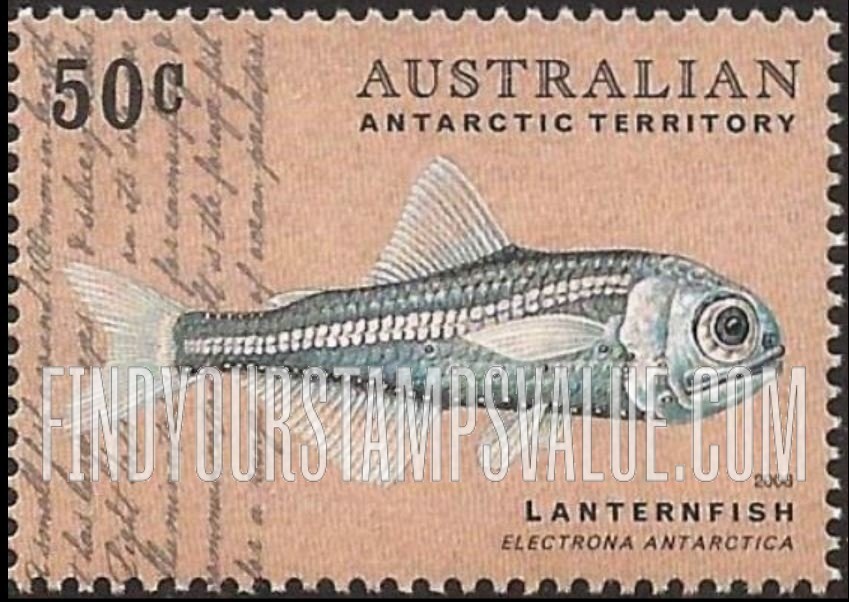 FindYourStampsValue: AUSTRALIAN ANTARCTIC TERRITORY - Fish: Lanternfish