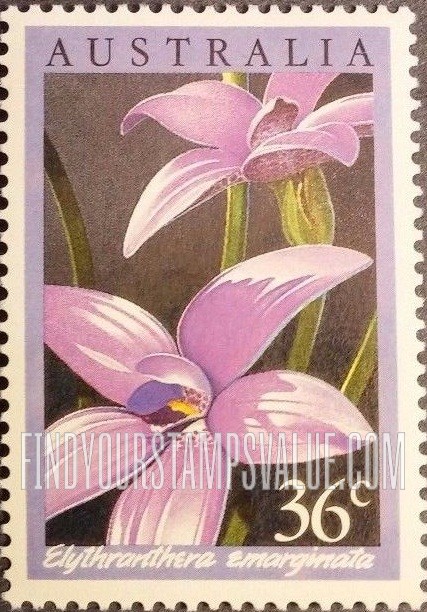 FindYourStampsValue: Orchids: Elythranthera emarginata