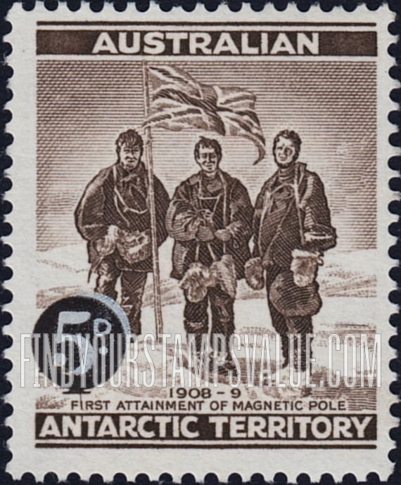 FindYourStampsValue: AUSTRALIAN ANTARCTIC TERRITORY: Edgeworth David, Douglas Mawson and A.F. McKay (1908-09 South Pole Expedition)