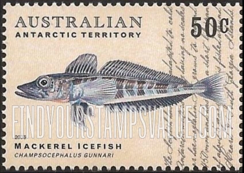 FindYourStampsValue: AUSTRALIAN ANTARCTIC TERRITORY - Fish: Mackerel icefish