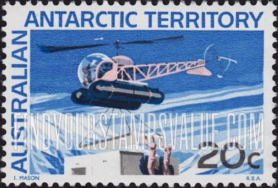 FindYourStampsValue: AUSTRALIAN ANTARCTIC TERRITORY: Helicopter, horizontal