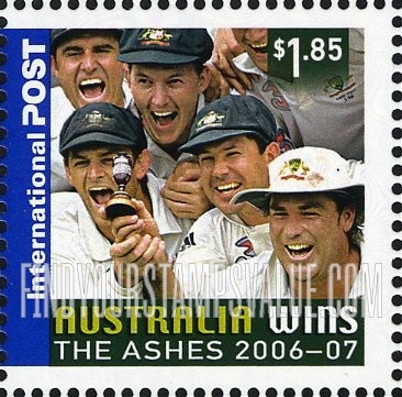 FindYourStampsValue: Australian Victory in 2006 Ashes Cricket Match: Players with Ashes Urn