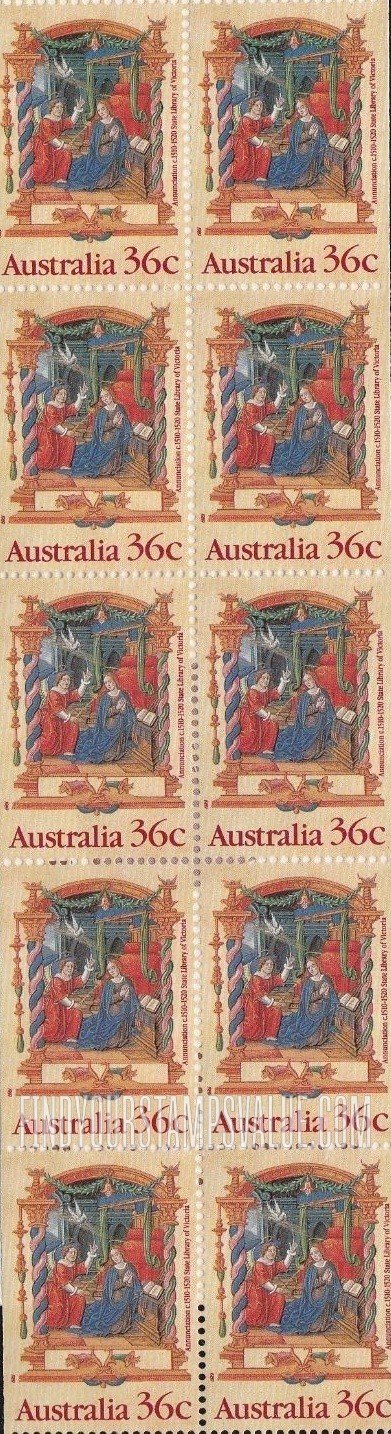 FindYourStampsValue: Christmas: Annunciation, from the Nicholai Joseph Foucault Book of Hours, c. 1510-20