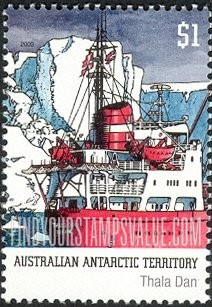 FindYourStampsValue: AUSTRALIAN ANTARCTIC TERRITORY - Ships: Thala Dan, vertical