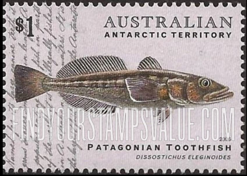 FindYourStampsValue: AUSTRALIAN ANTARCTIC TERRITORY - Fish: Patagonian toothfish