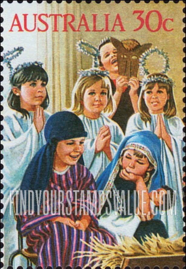 FindYourStampsValue: Christmas: Holy Family, angels, vertical