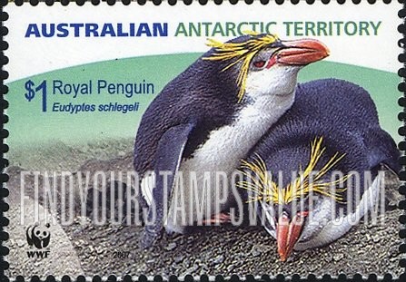 FindYourStampsValue: AUSTRALIAN ANTARCTIC TERRITORY - Worldwide Fund For Nature (WWF): Two courting (denomination at left), horizontal