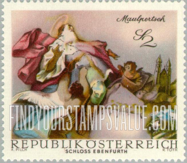 FindYourStampsValue: Baroque Frescoes: St. Leopold Carried into Heaven, by Maulpertsch, Ebenfurth Castle Chapel