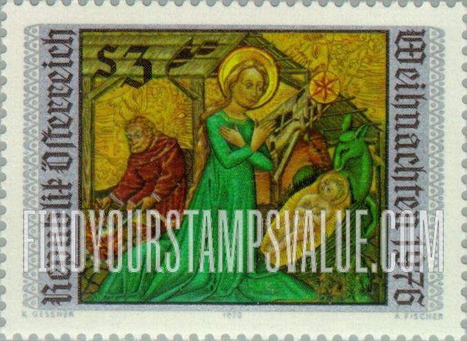 FindYourStampsValue: Nativity, by Konrad von Friesach, c. 1450