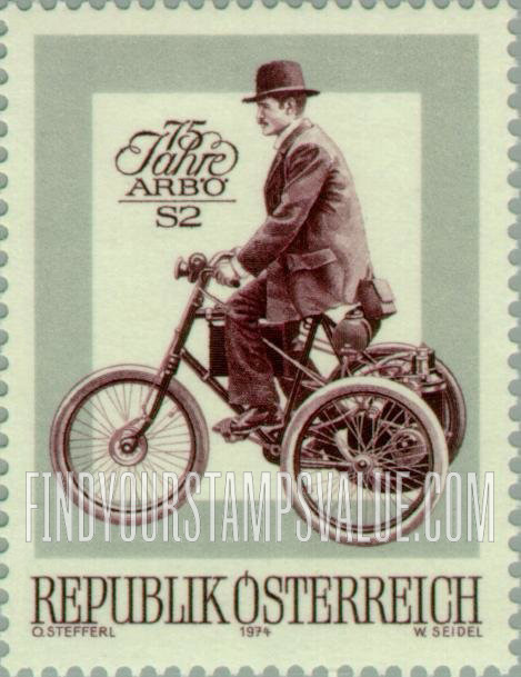 FindYourStampsValue: Austrian Automobile Association, 75th Anniversary: De Dion Bouton motor tricycle