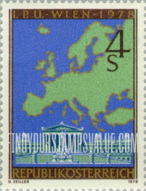 FindYourStampsValue: Parliament, Vienna, and Map of Europe