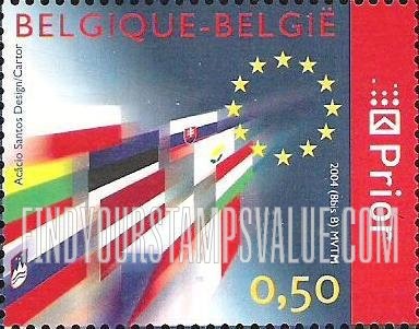 FindYourStampsValue: Expansion of the European Union: Flags of newly-added countries, “Prior” at right