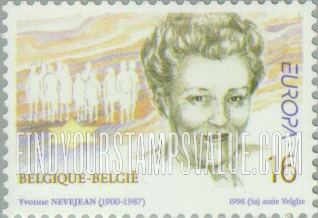 FindYourStampsValue: Famous Women, Europa: Yvonne Nevejean (1900-87), saved Jewish children during World War II
