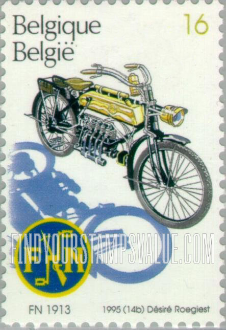 FindYourStampsValue: Classic Motorcycles: 1913 FN