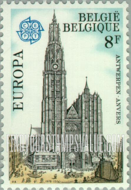 FindYourStampsValue: Europa: Antwerp Cathedral, by Vaclav Hollar